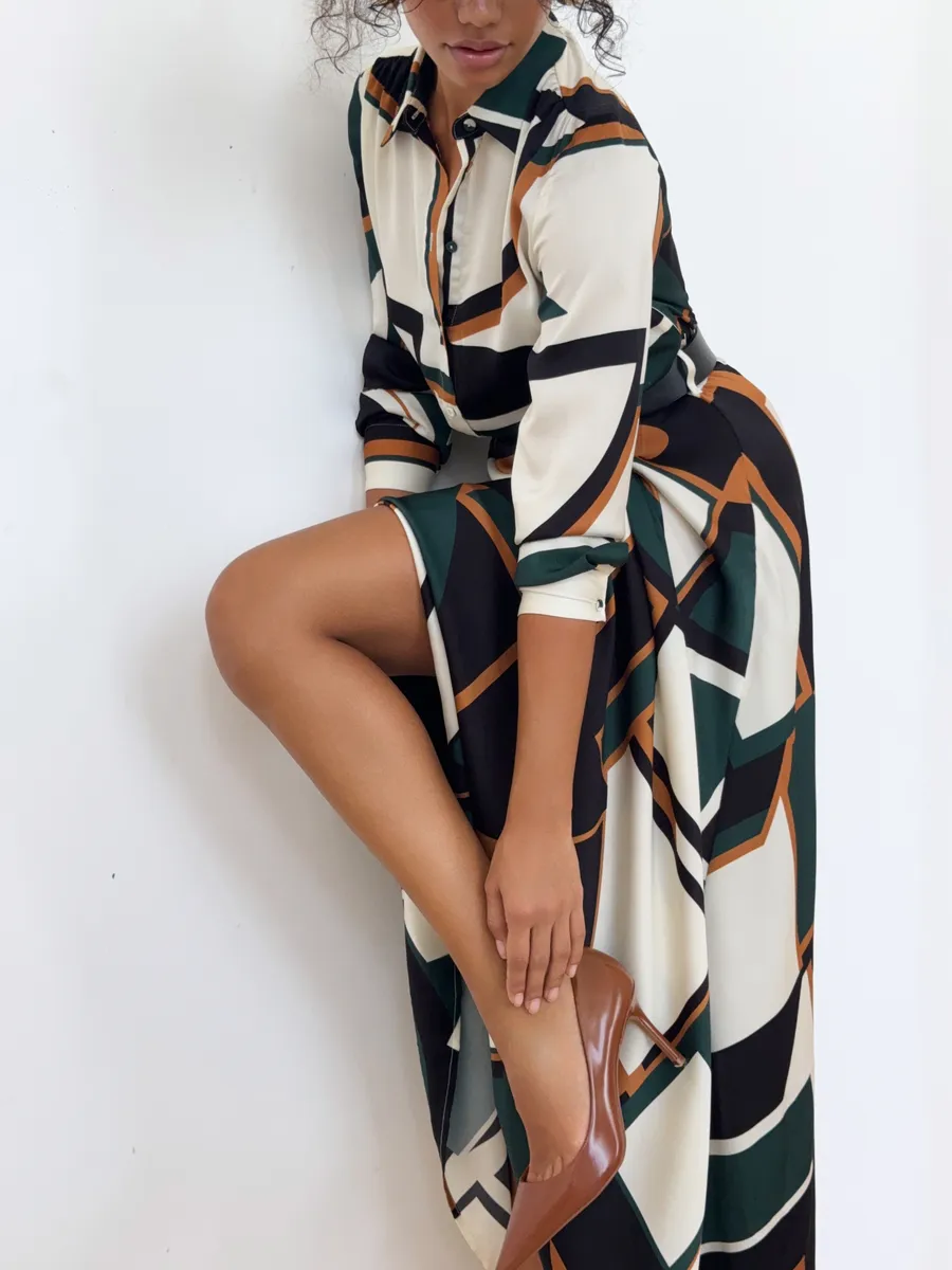 Платье длинное осеннее с ремнем