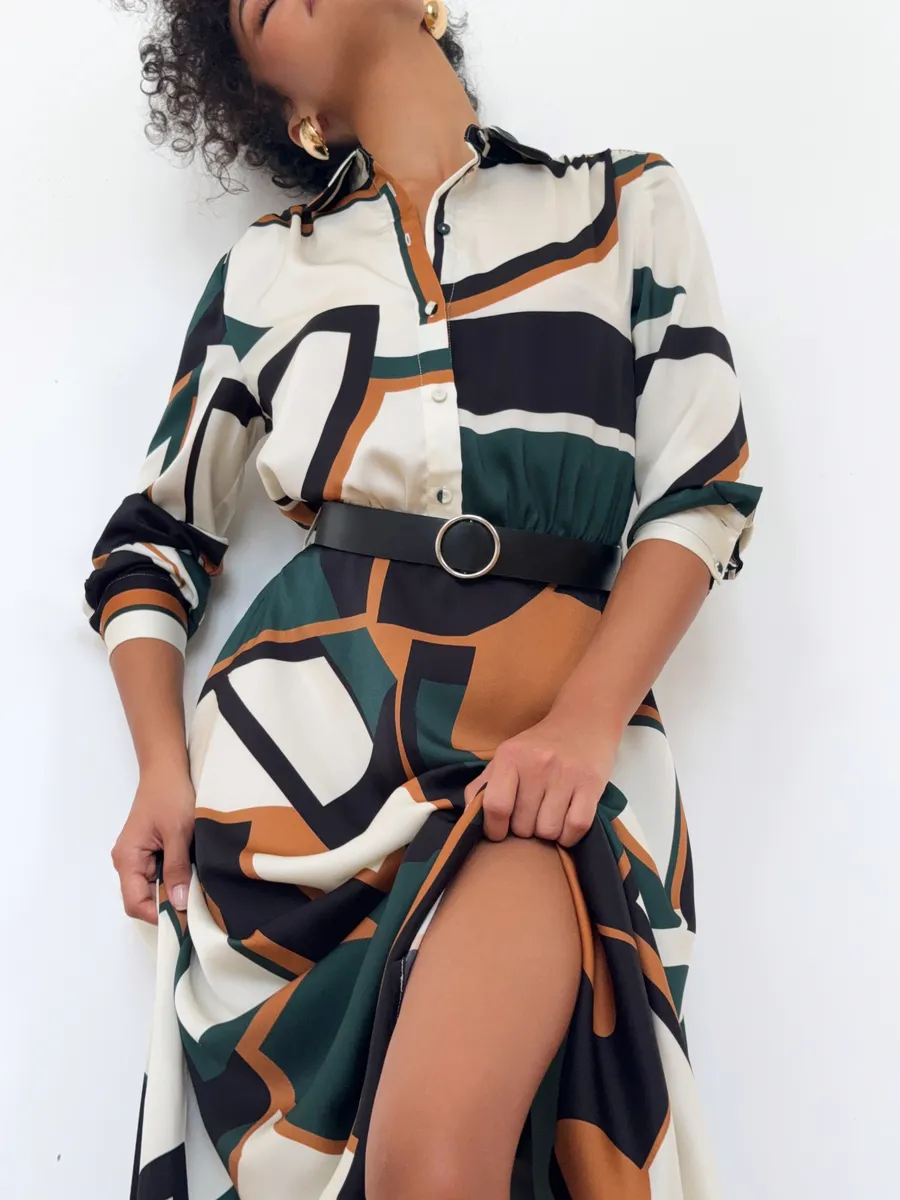 Платье длинное осеннее с ремнем