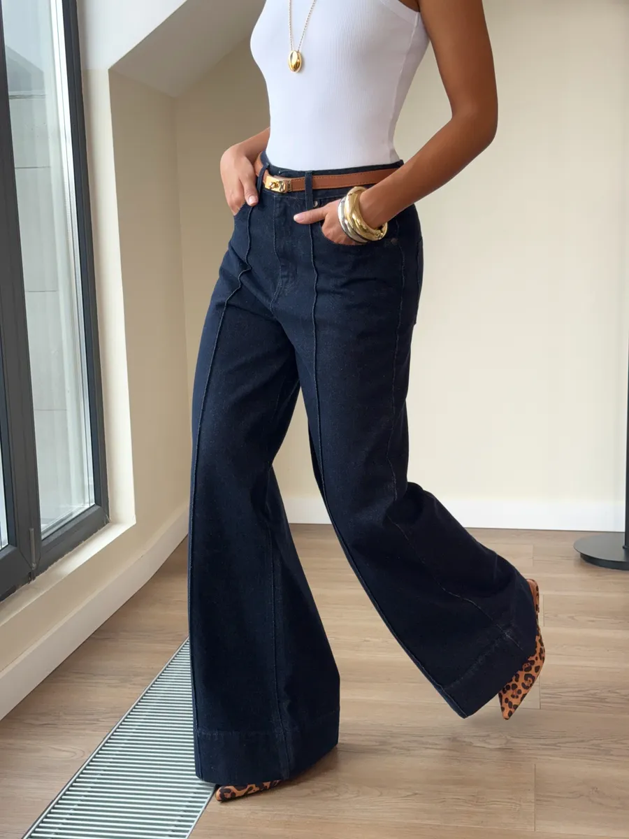 Джинсы широкие клеш палаццо со стрелками Сабрина