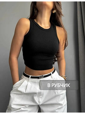 Кроп топ майка в рубчик укороченная